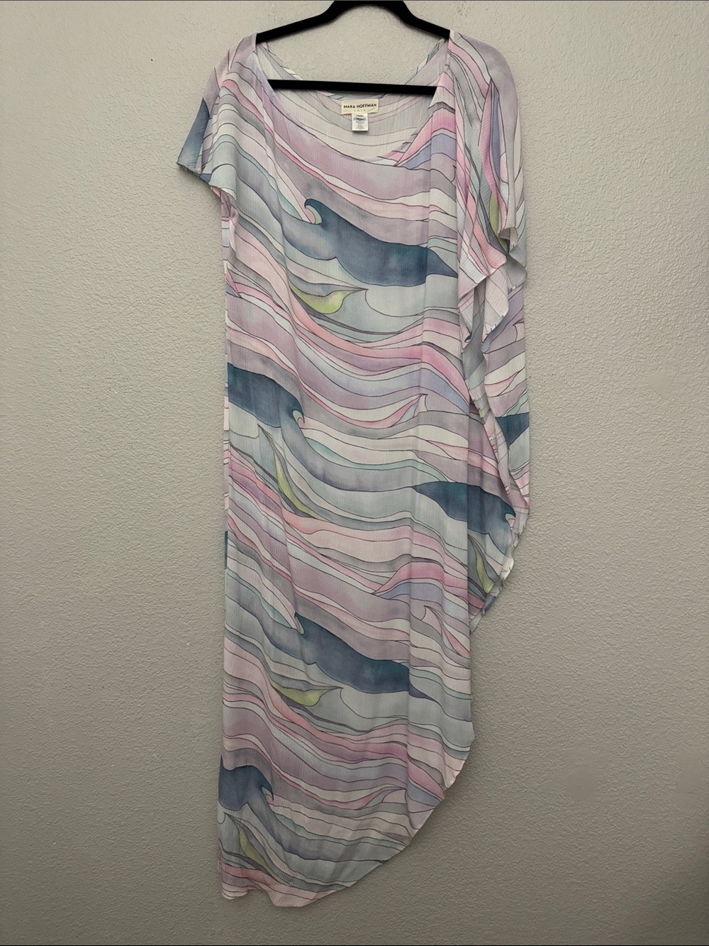 Mara Hoffman Swim One Shoulder Dashiki Waves Caftan Cover-Up OS One Size - Picture 2 of 12